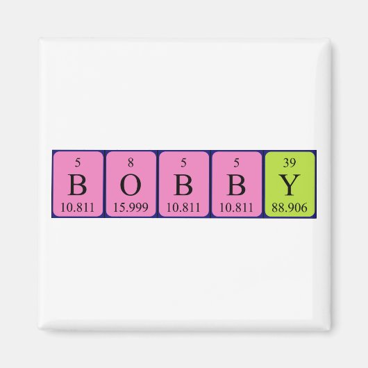 Magnet de noms de table périodique Bobby (Devant)
