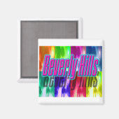 Magnet de palmiers colorés "Beverly Hills" (Recto/Verso)