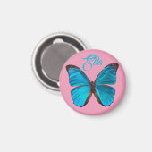 Magnet de papillon bleu bleu mou (Recto/Verso)