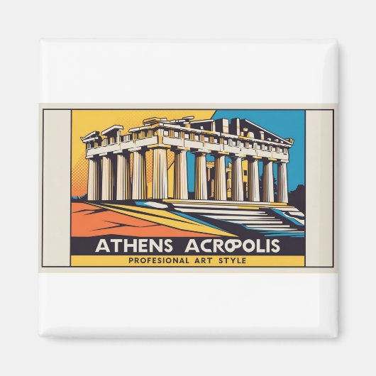 Magnet de Parthénon d'Athènes pop-art (Devant)