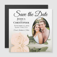 Magnet de Photo de Mariage Rose Pêche Pâle Enregis