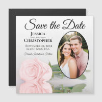 Magnet de Photo de Mariage Rose Rose Pâle à Sauveg