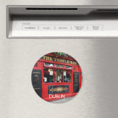 Magnet de pub Temple Bar rouge rond avec texte Dub (In Situ (Lave-vaisselle))