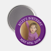 Magnet de rappel photo personnalisé violet (Recto/Verso)