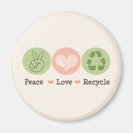 Magnet de recyclage Peace Love (Devant)