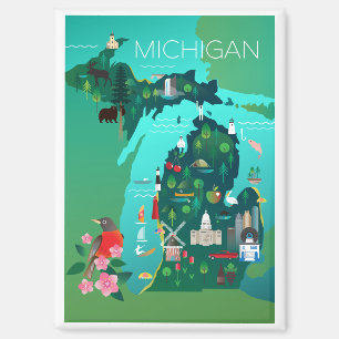 Magnet de réfrigérateur de la carte du Michigan