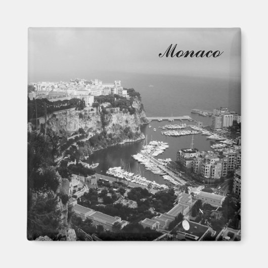 Magnet de réfrigérateur noir et blanc de Monaco (Devant)