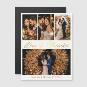 Magnet de remerciement de mariage à 4 photos avec