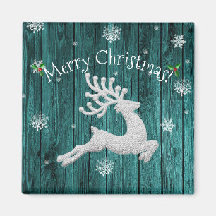 Magnet de rennes de Noël rustique turquoise
