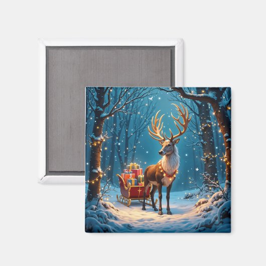 Magnet de rennes de vacances (Recto/Verso)