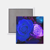 Magnet de Roses bleus pourpres - Personnalisable (Recto/Verso)