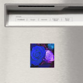 Magnet de Roses bleus pourpres - Personnalisable (In Situ (Lave-vaisselle))