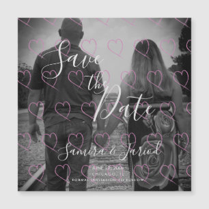 Magnet de sauvegarde à date rose doodles de coeur