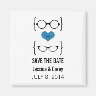 Magnet de sauvegarde de date de lunettes geek bleu