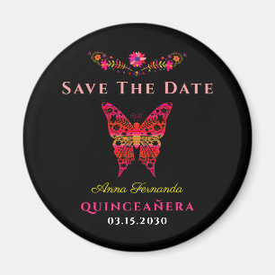 Magnet de sauvegarde de date de Quinceañera floral