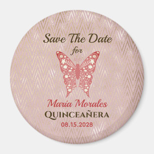 Magnet de sauvegarde de date de Quinceanera rose p