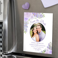 Magnet de sauvegarde de date florale lavande ovale