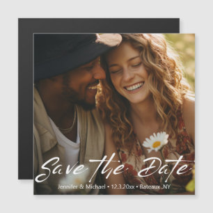 Magnet de Save the Date de photo de script minimal