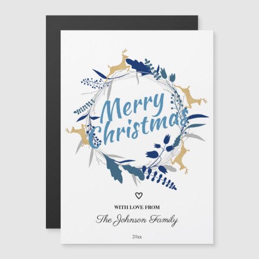 Magnet de serres de rennes d'or floral de Noël (Devant / Derrière)