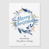 Magnet de serres de rennes d'or floral de Noël (Devant)