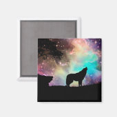 Magnet de silhouette de Wolf Howling (Recto/Verso)