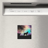 Magnet de silhouette de Wolf Howling (In Situ (Lave-vaisselle))