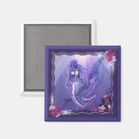 Magnet de sirène de mer violet (Recto/Verso)