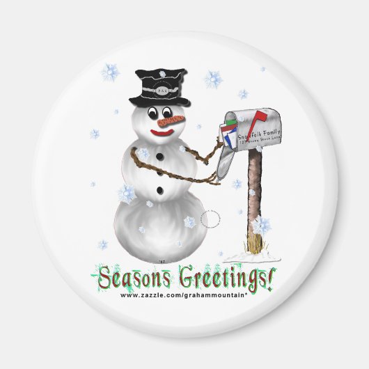 Magnet de Snowman Joyeuses Fêtes (Devant)