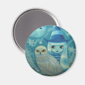 Magnet de sorcière de Chouette neigeuse (Recto/Verso)