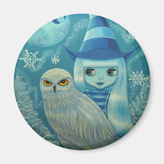 Magnet de sorcière de Chouette neigeuse (Devant)