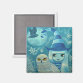Magnet de sorcière de Chouette neigeuse (Recto/Verso)