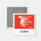 Magnet de statut de lave-vaisselle "rouge moyen" (Recto/Verso)