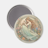 Magnet de style Mucha pour fille romantique (Recto/Verso)