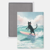 Magnet de surf Whimsical Black Cat (Recto/Verso)