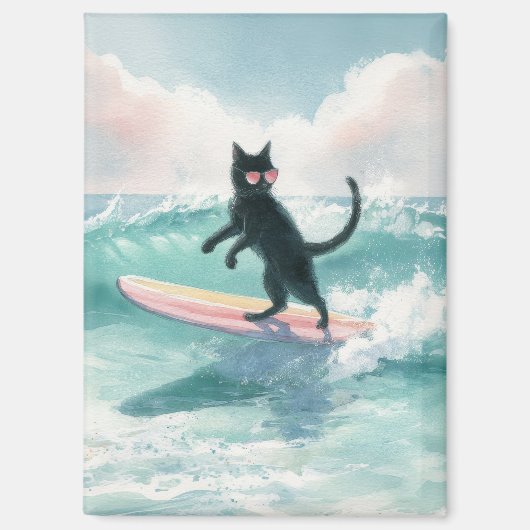 Magnet de surf Whimsical Black Cat (Recto)