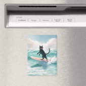 Magnet de surf Whimsical Black Cat (In Situ (Lave-vaisselle))