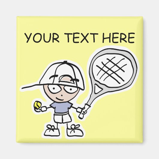 Magnet de tennis avec dessin animé mignon d'un enf (Devant)