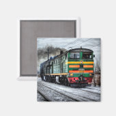 Magnet de train Locomotive vert et jaune (Recto/Verso)
