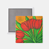 Magnet de tulipe florale funky (Recto/Verso)