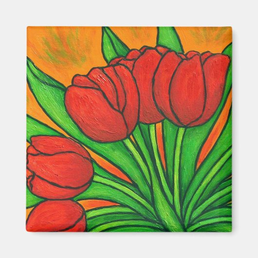 Magnet de tulipe florale funky (Devant)