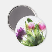 Magnet de tulipes violettes et roses (Recto/Verso)