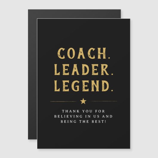 Magnet de typographie or Coach Leader Legend (Devant / Derrière)