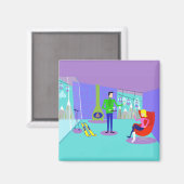 Magnet de vacances de ski rétros (Recto/Verso)