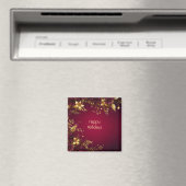 Magnet de vacances Fleurs Rouge Bourgogne Or (In Situ (Lave-vaisselle))