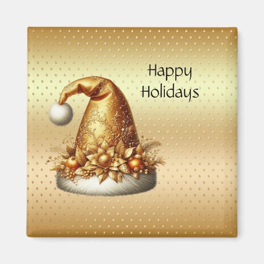 Magnet de vacances Gold Santa Hat (Devant)
