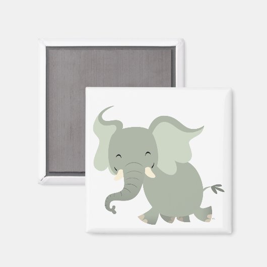 Magnet d'éléphant joyeux caricature (Recto/Verso)