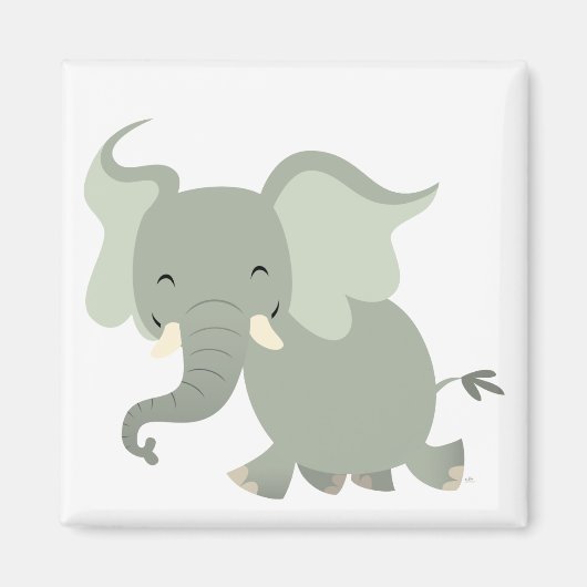 Magnet d'éléphant joyeux caricature (Devant)