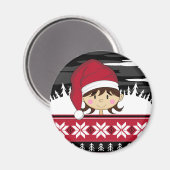 Magnet d'elfe de Noël mignon (Recto/Verso)