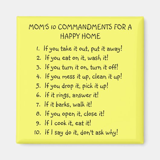 MAGNET DES 10 COMMANDEMENTS DE MOM (Devant)