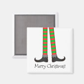 Magnet des jambes d'elfe de Noël - Costume rayé (Recto/Verso)